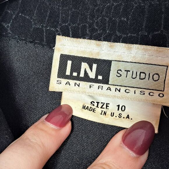 IN Studio San Francisco Vintage 90s Women's Collared Zipper Blazer Snakeskin Pri - Picture 5 of 6